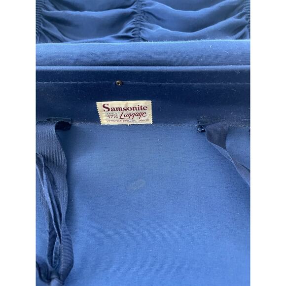 Vintage Samsonite Suitcase Shwayder Bros 1950s Blue Marbled - Picture 3 of 10